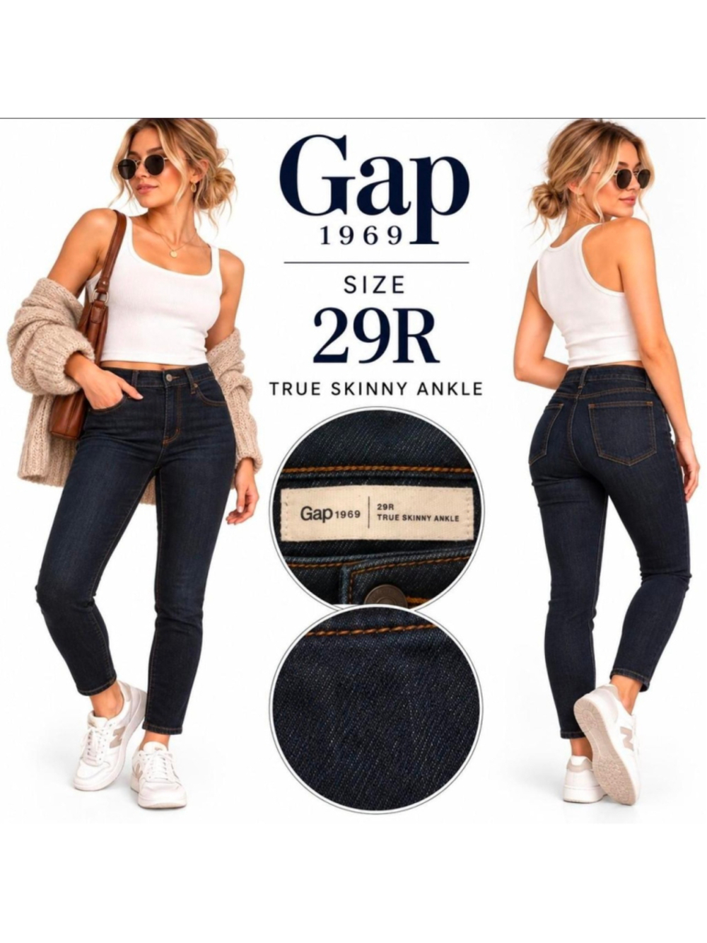 Gap 1969 True Skinny Ankle Dark Wash Jeans Size 29R